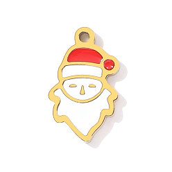 Красный 304 нержавеющей стальной эмали подвески, прелести снеговика, ионное покрытие (ip), реальный 18 k позолоченный, красные, 14x9 мм