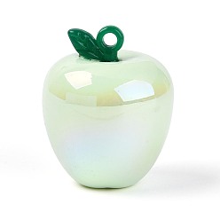 Нектар Плакировка непрозрачных акриловых подвесок, яблочные прелести, переливающийся цвет, нектар, 37x30.5x30.5 мм, отверстие : 2.8 мм