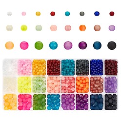 Mixed Color Transparent Glass Beads, for Beading Jewelry Making, Frosted, Round, Mixed Color, about 2880pcs/box