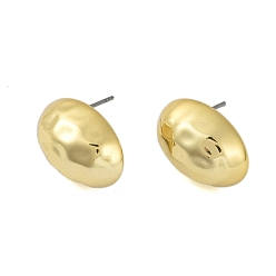 Golden Oval CCB Plastic Stud Earrings for Women, with 304 Stainless Steel Pin, Golden, 18x13mm