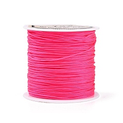 Ярко-Розовый Нейлоновый шнур с китайским узлом, нейлоновый шнур для изготовления украшений, ярко-розовый, 0.8 мм, 38~40 м / рулон