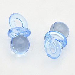 Dodger Blue Transparent Acrylic Pendants, Pacifier, Dodger Blue, 20x10x10mm, Hole: 5mm, about 670pcs/500g