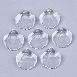 Clear Transparent Acrylic Pendants, Faceted, Shell Shape, Clear, 18.5x18x6mm, Hole: 2.5mm, about 550pcs/500g