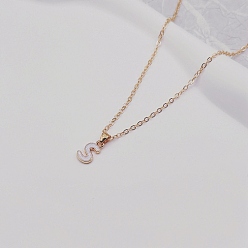 Letter S Ожерелья с подвесками из сплава и белой эмали, золотые, Письмо с, 17.72 дюйм (45 см)