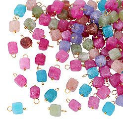 (52) Непрозрачная лаванда 100шт. натуральный доломитовый щебень, с золотыми тонами латунных петель, окрашенные, квадратный, разноцветные, 12~13x6.5~7.5x6.5~7.5 мм, отверстие : 2~3 мм