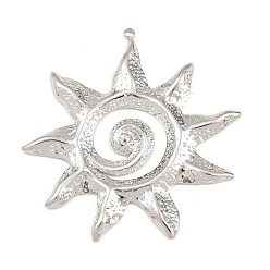 Color de Acero Inoxidable 304 de acero inoxidable colgantes grandes, amuletos de sol en espiral, color acero inoxidable, 52x52x3 mm, agujero: 1.8 mm