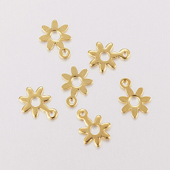 Doré  201 charmes en acier inoxydable, découper, fleur, or, 10.5x8x0.8mm, Trou: 1mm