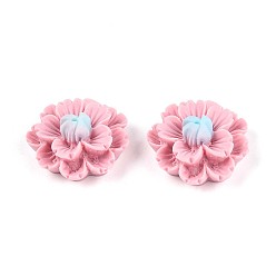 Pink Смола декодирует кабошоны, трехмерный цветок, розовые, 23.5~24.2x23.5~24.2x11~12 мм