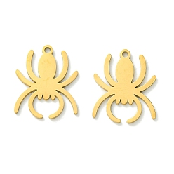 Настоящее золото 18K 201 подвески из нержавеющей стали, лазерная резка, очарование паука, реальный 18 k позолоченный, 18.5x15x1 мм, отверстие : 1.4 мм