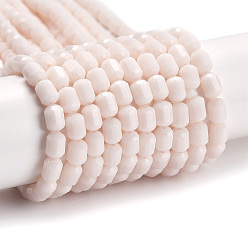 (404) Непрозрачное AB Кислое яблоко Непрозрачное стекло бисер нитей, граненый ствол, цветочный белый, 5~6x4 мм, отверстие : 1 мм, около 78~81 шт / нитка, 15.94''~18.82'' (40.5~47.8 см)