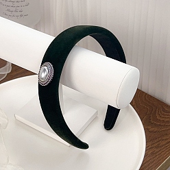 Темно-Зеленый Ткань ленты для волос, с пластиковой имитационной жемчужиной, темно-зеленый, 158x150 мм