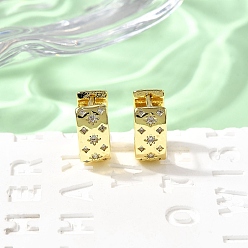 Прозрачный Прямоугольные серьги-подвески с микропаве из кубического циркония из латуни, стойки покрытие, без свинца и без кадмия, долговечный, прозрачные, 15x12.5x7 мм