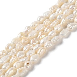 PapayaWhip Natural Keshi Pearl Beads Strands, Cultured Freshwater Pearl, Baroque Pearls, Oval, Grade 3A, PapayaWhip, 5.5~6.5x4~4.5x2.5~4mm, Hole: 0.6mm, about 52pcs/strand, 13.58''(34.5cm)