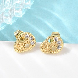 Skull Серьги-гвоздики из латуни и хрустальных стразов на Хэллоуин для женщин, золотые, череп, 10x7.5 мм