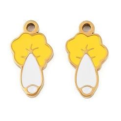 Vegetables Овощи 304 эмалированные подвески из нержавеющей стали, ионное покрытие (ip), золотые, Китайская капуста, 14.5x8x1.5 мм, отверстие : 1.4 мм