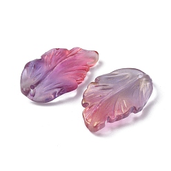 Medium Purple Handmade Lampwork Pendants, with Glitter Powder, Leaf, Medium Purple, 27.5x17x3.5mm, Hole: 1.2mm