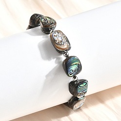 Платина Браслеты из ракушек-абалонов, с латунным шарики прокладки, стойки покрытие, долговечный, платина, внутренний диаметр: 2-1/4 дюйм (5.6 см)