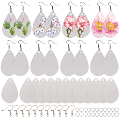 Platinum DIY Earring Making, with Acrylic Big Pendants, Brass Earring Hooks, Iron Jump Rings, Teardrop, Platinum