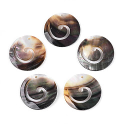 черная губная раковина Подвески-диски из натуральной черной ракушки-губы, 35x3.5~5 мм, отверстие : 2 мм