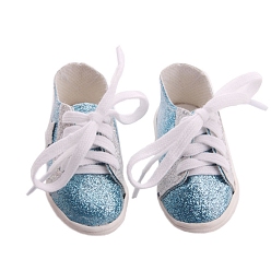 Светло-Голубой Парусиновые туфли для куклы из ткани, Аксессуары для американской куклы 18 дюйма для девочек, Небесно-голубой, 80 мм