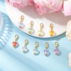 (52) Непрозрачная лаванда Подвеска в виде сердца из прозрачного акрила, Сплав с застежками когтя омара, разноцветные, 24.5 мм