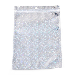 Серебро Блестящая голографическая звезда пластиковая упаковка инь-ян пакеты с застежкой-молнией, верхние пакеты с самозапечатыванием, прямоугольные, серебряные, 21.8x15x0.01 см, односторонняя толщина: 2.5 мил(0.065мм)