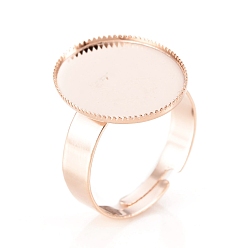 Розовое Золото Регулируемые элементы 201 из нержавеющей стали, зазубренные края рамки, овальные, розовое золото , Размер 7, 17 мм, лоток : 18.5x13.5 мм