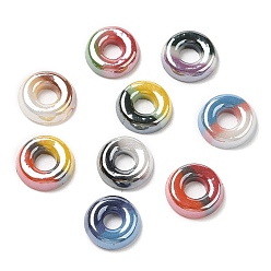 Mixed Color Two Tone Glass Cabochons, Round Ring, Mixed Color, 10~10.5mmx2.5mm
