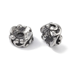Argent Antique 316 perles chirurgicales en acier inoxydable, fleur, argent antique, 8x3.5mm, Trou: 1.8mm