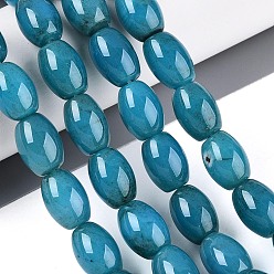 Стально-синий Окрашенные естественный агат бисер пряди, овальные, стальной синий, 14~15.5x10~11 мм, отверстие : 0.9~1 мм, около 26 шт / нитка, 15.16~15.35'' (38.5~39 см)
