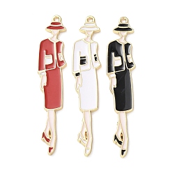 (52) Непрозрачная лаванда Эмали сплава большие кулоны, женские прелести, стойки покрытие, долговечный, золотые, разноцветные, 61x12x2 мм, отверстие : 1.8 мм