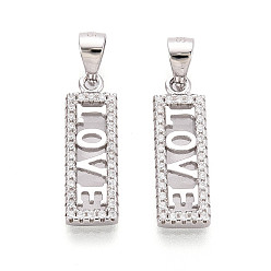 Платина 925 подвески в форме сердца с хамсой из стерлингового серебра с микропаве из прозрачных кубических цирконий, с защелкивающимися скобами и 925 штампом, родий, платина, 20x6.5x2.5 мм, отверстие : 5x3.5 мм