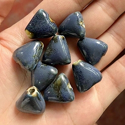 Стально-синий Фарфоровые бусины ручной работы, для украшения браслетов/ожерельев и материалов для поделок, треугольные, стальной синий, 16x15.5x8.5 мм, отверстие : 2.5 мм