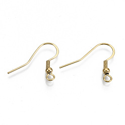 Золотой 304 из нержавеющей стали французских крючков серьги, плоские крючки для серег, провод уха, с горизонтальной петлей, без кадмия, без никеля и без свинца, золотые, 18~20x21 мм, отверстие : 2.5 мм, 21 датчик, штифты : 0.7 мм