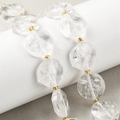Хрусталь Природных кристаллов кварца бисер нитей, граненый шестиугольный разрез, плоские круглые бусины из горного хрусталя, с бисером, 15x5.5 мм, отверстие : 1 мм, около 22 шт / нитка, 15.31'' (38.9 см)