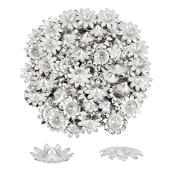 Couleur Acier Inoxydable 304 caps d'acier inoxydable, multi-pétale, fleur, couleur inox, 18x18x4mm, 100 pcs / boîte