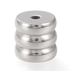 Stainless Steel Color Tarnish Resistant 304 Stainless Steel Beads, Groove Beads, Column, Stainless Steel Color, 8x8.5mm, Hole: 1.6mm