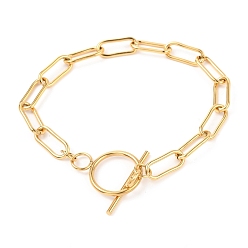 Золотой Унисекс вакуумное покрытие pvd 304 браслеты из нержавеющей стали со скрепками, с Переключить застежками, золотые, 8-7/8 дюйм (22.5 см)