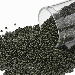 (617) Matte Color Dark Olive Toho perles de rocaille rondes, perles de rocaille japonais, (617) couleur mate olive foncé, 15/0, 1.5mm, Trou: 0.7mm, environ 135000 pcs / livre