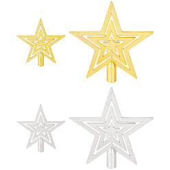 (52) Непрозрачная лаванда 4шт 4 стиль пластиковая новогодняя звезда на верхушку елки, для елочных игрушек, разноцветные, 95~151x95~151x12~17.5 мм, отверстие : 9.5~14 мм, 1 шт / стиль