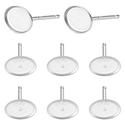 Платина 4 пары 925 фурнитура для сережек-гвоздиков из стерлингового серебра, с замшевой тканью из поликарбоната квадратной серебряной полировальной салфеткой, овальные, платина, лоток : 1 мм, 5.5x3.5 мм