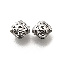 Платинированный Латунные бусины, без кадмия, без никеля и без свинца, ромб, Реальная платина, 8x7x6 мм, отверстие : 1 мм