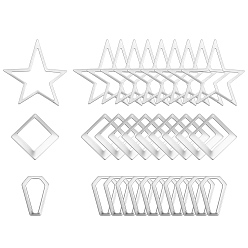 Stainless Steel Color 30Pcs 3 Style 304 Stainless Steel Linking Rings, Mixed Shapes, Stainless Steel Color, 10pcs/style