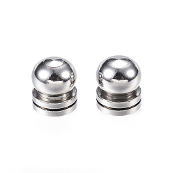 Stainless Steel Color Tarnish Resistant 304 Stainless Steel Cord Ends, End Caps, Stainless Steel Color, 7x6mm, Inner Diameter: 4mm