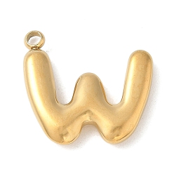 Letter W 304 начальные подвески из нержавеющей стали, ионное покрытие (ip), реальный 18 k позолоченный, Буква W, 16~18x6~18x3 мм, отверстие : 1.8 мм