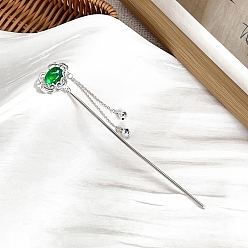 Зеленый лайм Вилок волос сплава, аксессуары для волос викингов для женщин, зеленый лайм, 168x30 мм