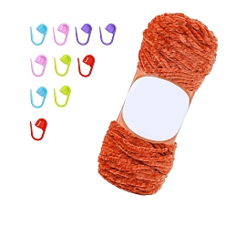 Шоколадный Набор инструментов для вязания своими руками, с пряжей синель и маркером петель, для пледов подушки поделки из пряжи крючком, цвет шоколада, 75x75x195 мм