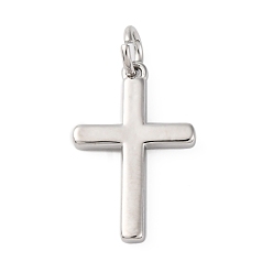 Платина Латунные подвески, без кадмия, без никеля и без свинца, с прыгающим кольцом, крестик, платина, 17x11x2 мм