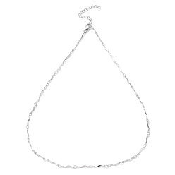 Нержавеющая Сталь Цвет Не тускнеет 304 ожерелья из волнообразной цепи из нержавеющей стали, цвет нержавеющей стали, 17.44 дюйм (44.3 см)