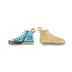 Cielo Azul Oscuro Colgantes de la aleación del esmalte, dorado, encanto de los zapatos, cielo azul profundo, 12.5x20x2 mm, agujero: 1.4 mm